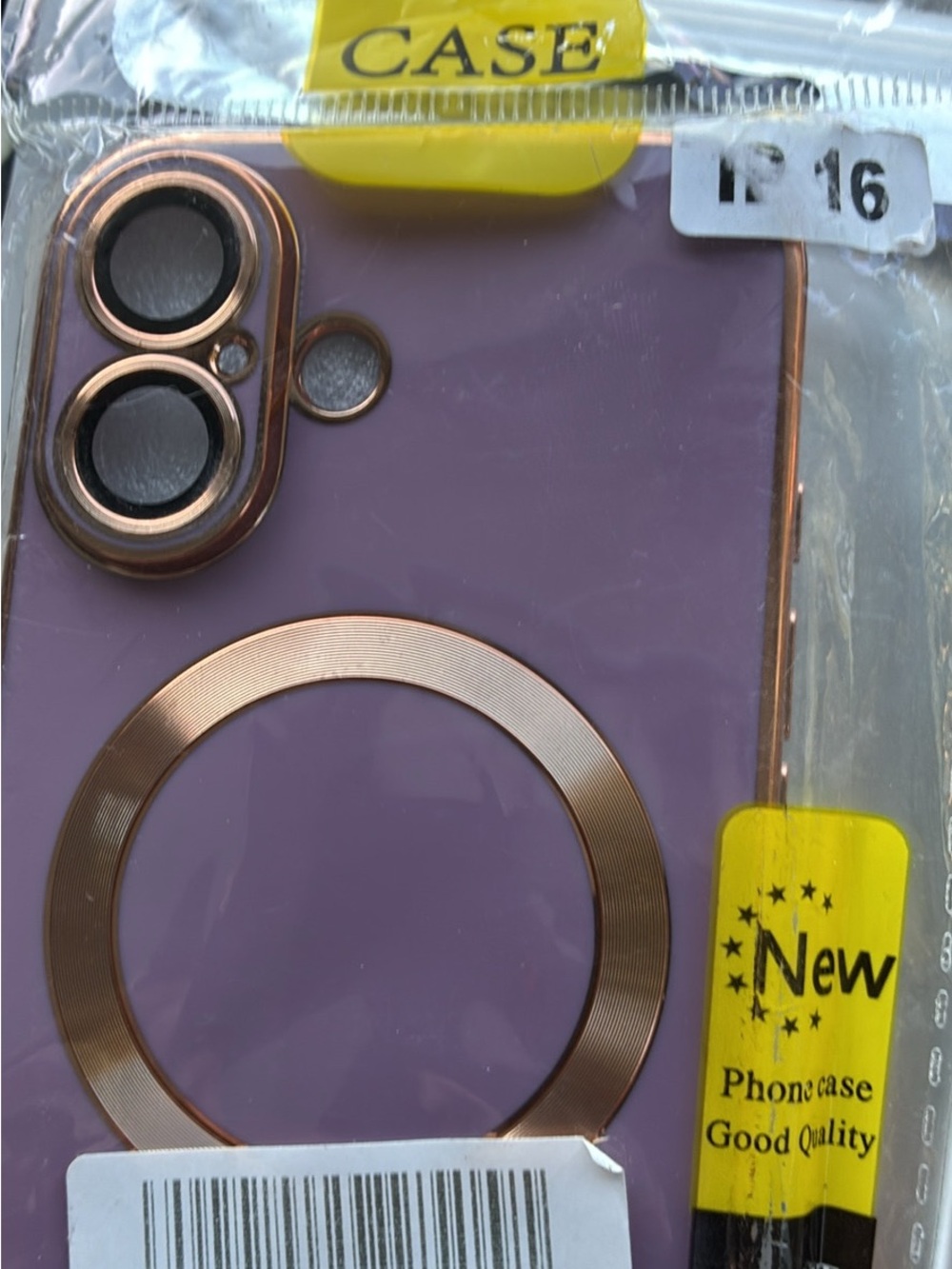 Purple Magnetic Ring Phone Case with Rose Gold Accents